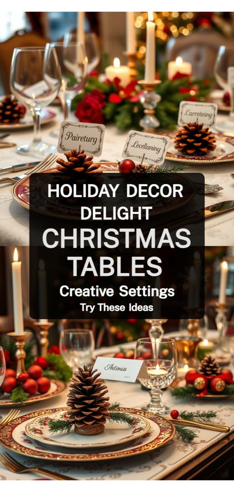 DIY Christmas Place Setting Ideas Diy Christmas Table Settings, Christmas Place Settings Diy Name Cards, Christmas Place Settings Diy, Christmas Place Cards Diy, Christmas Place Setting Ideas, Place Settings Christmas, Diy Name Cards, Diy Place Settings, Christmas Place Setting