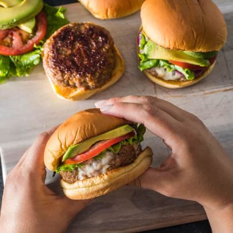 Think turkey burgers are dry, tough, or bland? Then you haven't tried these. American Test Kitchen, Best Turkey Burgers, Burger Mix, Donut Toppings, Cookie Toppings, Turkey Burger Recipes, Burger Toppings, America's Test Kitchen Recipes, Turkey Burger