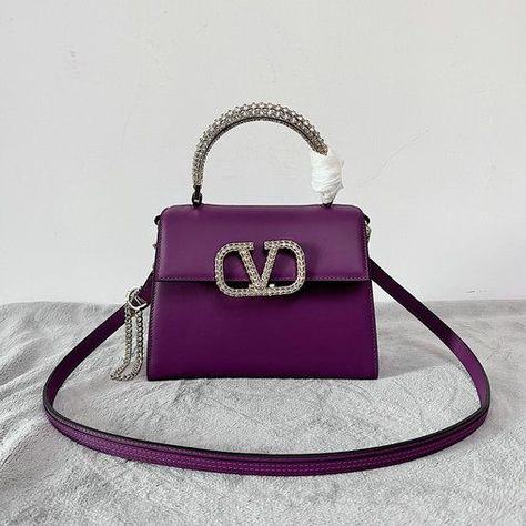 Crystal Top, Small Handbag, Valentino Bags, Outlet Store, Small Handbags, Handle Bag, Valentino Garavani, Top Handle, Calf Skin