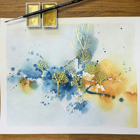 Creations Ceecee, Abstract Watercolor Trees, Fun Abstract Watercolor, Abstract Fall Watercolor, Abstract Ocean Watercolor, Watercolor Bullet Journal, Abstract Watercolor Art, Watercolour Inspiration, 수채화 그림