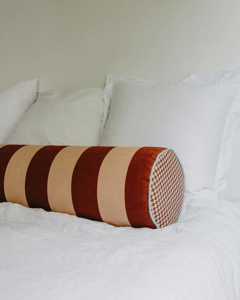 Swamp & Zest? Or Deep Rust & Alderley Edge? The bed bolster is our biggest cushion to date measuring 135cm and works perfectly for doubles, queens, kings and super kings…available in your own unique stripe or check. Bed Bolster, Uni Bedroom, Alderley Edge, Big Cushions, Classic Cushions, Loft Decor, Road Design, Bolster Cushions, Striped Fabric