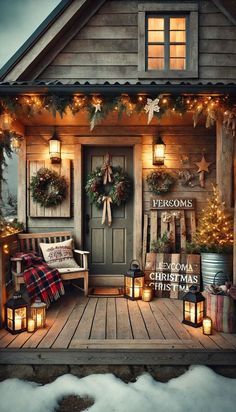 Screen Porch Christmas Decor, Christmas Porch Decor Farmhouse, Rustic Christmas Outdoor Decor, Outdoor Bench Christmas Decor, Mudroom Christmas Decor, Cozy Cabin Christmas Decor, Rustic Christmas Front Porch, Farmhouse Christmas Front Porch, Rustic Christmas Porch