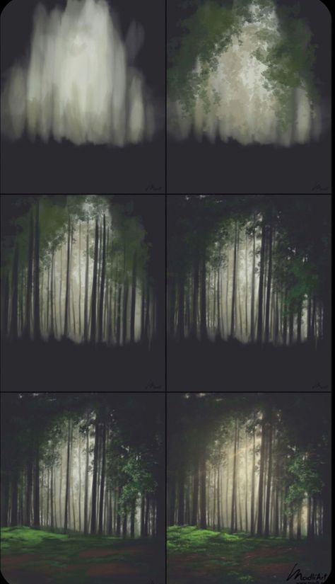 Forest Digital Painting, Guide Illustration, Illustration Environment, Nature Sketchbook, الفن الرقمي, Lush Forest, Concept Art Tutorial, Siluete Umane, Color Study