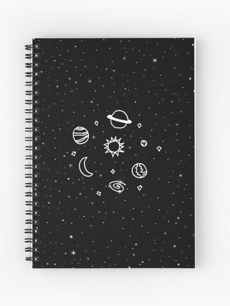 Space Notebook Cover, Black Notebook Ideas, Cute Notebook Covers Diy, Spiral Notebook Cover Diy, Cover Notebook Design, Cute Notebook Covers, Aesthetic Notebook Cover Design, Notebook Ideas Cover Design, Notebook Cover Diy