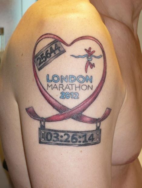 Extremely proud of running the London Marathon, so proud he's had his number and time etched forever. London Marathon Tattoo, Marathon Tattoo Ideas, Running Tattoos, Marathon Tattoo, Runner Tattoo, Running Tattoo, London Marathon, Marathon Running, So Proud