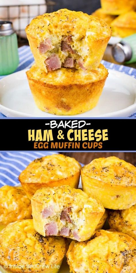 Ham And Cheese Egg Muffins, Eggs Healthy, Egg Muffin Cups, Breakfast Sides Dishes, Egg Muffins Recipe, Breakfast Appetizers, Egg Muffin, Vegan Muffins, Breakfast Eggs