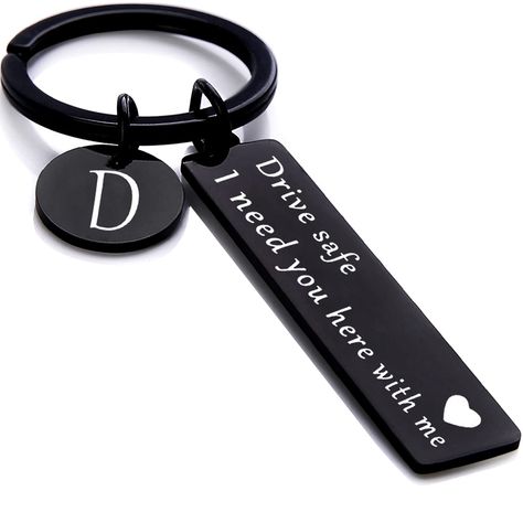 PRICES MAY VARY. Stainless steel Imported Gifts For Boyfriend Snap closure 【Keychain For Boyfriend】- Drive safe keychain for boyfriend, keychain for Men, valentines day gifts for him, boyfriend christmas gifts,Surprise him with this cute and unique key chains 【Drive Safe Keychain】- Drive safe I need you here with me keychain, this cute black keychain is designed with 26 initials, It a great gifts idea for your trucker boyfriend, husband, or daddy for Valentine’s Day, Christmas, birthday, one yea Gifts For Boyfriend Birthday, Keychain For Boyfriend, Drive Safe Keychain, Black Keychain, Letter Keychain, Here With Me, Keychain For Men, Gifts For Boyfriend, Drive Safe