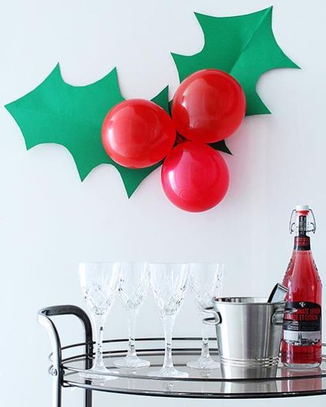 http://www.sweetpaulmag.com/crafts/giant-festive-holly-decoration Holly Decorations, Work Christmas Party, Office Christmas Party, Kids Christmas Party, Christmas Sweater Party, Office Christmas Decorations, Office Christmas, Christmas Party Decorations, Xmas Party