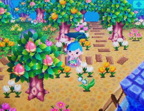 Acww Patterns Path, Animal Crossing City Folk Designs, Wild World Animal Crossing, Path With Flowers, Aesthetic House Design, Old Animal Crossing, Animal Crossing City Folk, Video Game Nostalgia, Animal Crossing Cute