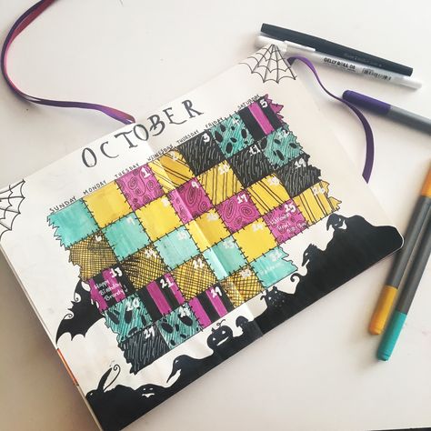 Nightmare Before Christmas Junk Journal, Cartoon Bujo Theme, Coraline Bullet Journal, Nightmare Before Christmas Bujo, Goth Bullet Journal, Nightmare Before Christmas Planner, Christmas Bujo Ideas, Nightmare Before Christmas Journal, Bujo 2025