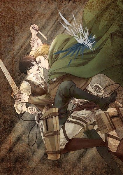 Levi and Erwin's firs encounter Erwin X Levi, Levi And Erwin, Attack On Titan Ships, Captain Levi, Attack On Titan Levi, Attack On Titan Art, Let Me Go, Eren Jaeger, Levi Ackerman