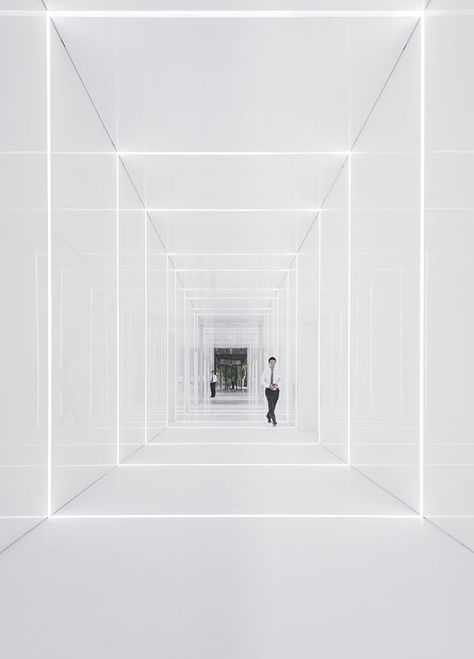 Futuristic Interior Design, Corridor Design, Futuristic Interior, Projection Mapping, Lobby Design, The Lobby, Interior Renovation, Foam Sheets, White Room