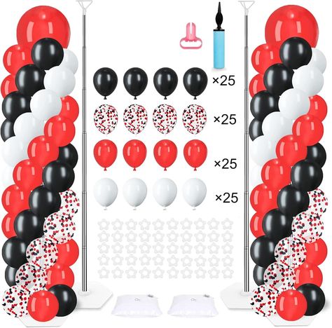 Amazon.com: 2 Sets Balloon Column Stand Kit with 100 Balloons 6 Ft Adjustable Balloon Stands Kit for Floor Red Black White Balloons Arch Column for Shower Birthday Graduation Racing Car Poker Card Decorations : Home & Kitchen Balloon Column Stand, Arch Column, Balloon Pillars, Black And White Balloons, Balloons Ideas, Balloons Arch, Black Balloon, Poker Card, Balloon Stands