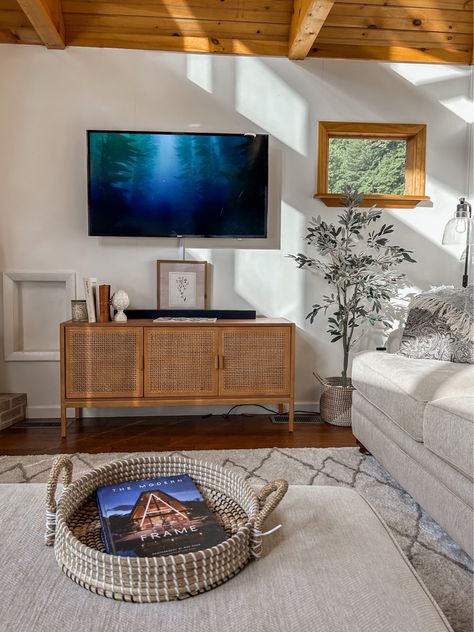 Boho Tv Room Decor, Wicker Tv Stand, Boho Entertainment Center, Boho Tv Stand, Rattan Tv Cabinet Living Room, Bamboo Tv Stand Living Rooms, Tv Stand Rattan, Bohemian Tv Stand Rattan, Entertainment Center Ratan Doors