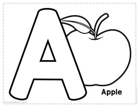 Alphabet Coloring Pages - Preschool Mom Pre Primary Worksheet, Graad R Werkskaarte, Free Preschool Printables Alphabet, Letter A Printable, Beginning Sound Worksheets, Abc Preschool, Letter A Coloring Pages, Coloring Letters, Kindergarten Coloring Pages