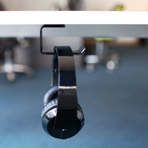 Everyone who opts for real headphones at their desk knows that they can be a hassle to find space for.Get it from Amazon for $5.99. Furniture Socks, Cafe Display, Headset Holder, Headset Stand, Headphone Stand, Headphone Holder, Headphone Accessories, Headphone Stands, Under Desk