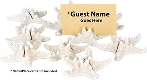 Amazon.com: Knobby Starfish Place Card Holder Set | Knobby Starfish for Beach Wedding Place Cards | Starfish for Wedding or Event Table Decor | (10 Piece Set) | Plus Free Nautical Ebook by Joseph Rains : Home & Kitchen Event Table Decor, Place Card Holders Wedding, Nautical Themed Party, Event Display, Place Card Holder, Name Place Cards, Event Table, Wedding Reception Tables, Beach Theme Wedding