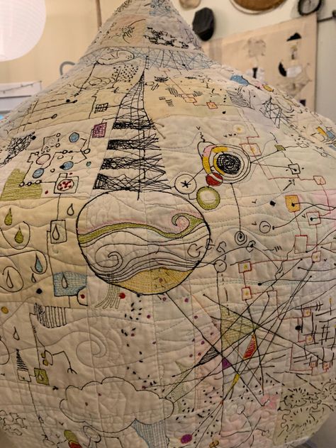 It didn't work. — paula kovarik Paper Globe, Map Quilt, Abstract Quilt, A Globe, Fabric Pen, Textile Fiber Art, Fabric Inspiration, Slow Stitching, Sewing Art