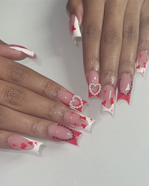 nailsw.a Ballerina Acrylic Nails, Strawberry Nails, Valentines Nail, Vday Nails, Punk Nails, Long Acrylic Nail Designs, Nail Designs Valentines, Colored Acrylic Nails, Cute Acrylic Nail Designs