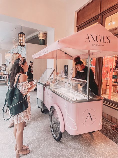 Ice Cream Cart Aesthetic, Ice Cream Set Up, Ice Cream Golf Cart, I’ve Cream Cart, Ice Cream Cart Business, Vintage Ice Cream Cart, Ice Cream Stand Ideas, Ice Cream Bike Cart, Ice Cream Truck Aesthetic