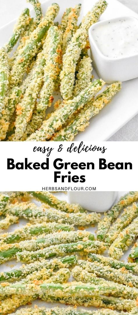 Breaded Green Beans Baked, Green Beans Appetizer, Baked Green Bean Fries, Green Bean Fries Baked, Leftover Green Beans Recipes, Fried Green Beans Skillet, French Bean Recipes, Kid Friendly Green Beans, Panko Green Beans