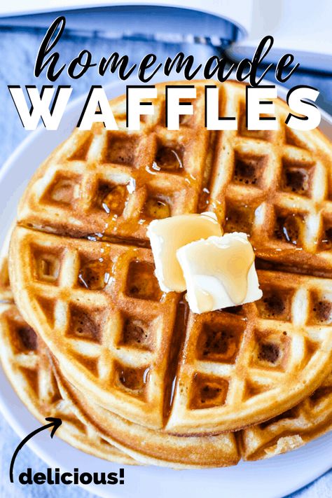 Waffles Homemade, Homemade Waffle Recipe, Best Waffle Recipe, Homemade Waffle, Easy Waffle Recipe, Waffle Iron Recipes, Waffle Maker Recipes, Waffles Easy, Homemade Waffles