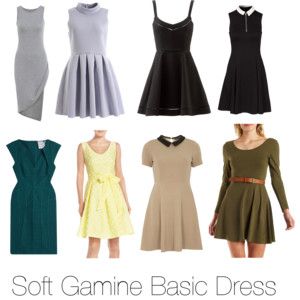 Soft Gamine dresses Gamine Outfits, Style Analysis, Gamine Style, Soft Gamine, Seasonal Color Analysis, Retro Pin Up, Color Analysis, Basic Dress, Petite Fashion