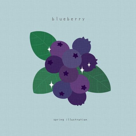 Blueberry Illustration Design, Blueberry Illustration, Spring Illustration, Drinks Packaging Design, Fruit Illustration, Japanese Graphic Design, Collage Maker, Floral Illustrations, Food Illustrations