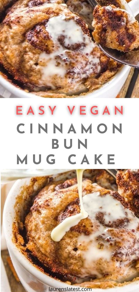 Vegan Mug Cakes Microwave, Vegan Cake In A Mug Microwave, Healthy Cinnamon Rolls In A Mug, Vegan Dessert For One, Healthy Vegan Mug Cake, Vegan Mug Cake Recipe, Vegan Cake In A Mug, Healthy Cinnamon Desserts, Craving Something Sweet