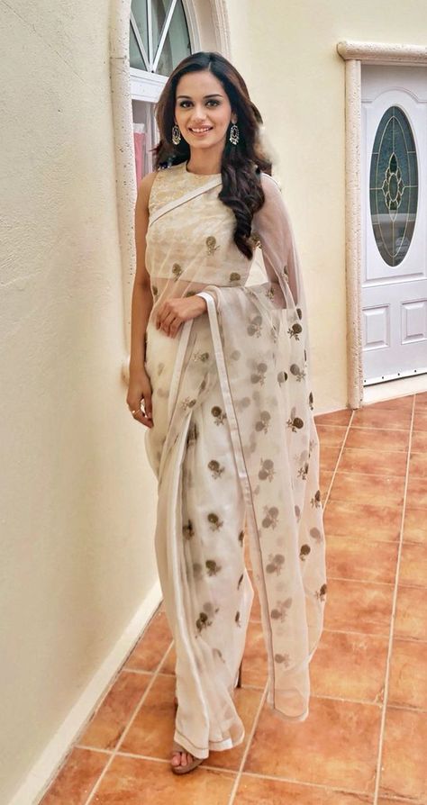 Manushi Chiller, Manushi Chillar, Manushi Chhillar, Mango Clothing, Eternal Beauty, Indian Saree Blouse, White Saree, Indian Dresses Traditional, Sari Blouse