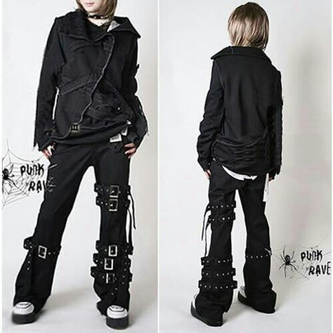 Raven Character, Visual Kei Outfits, Visual Kei Fashion, Punk Jeans, Rave Pants, Punk Pants, Kei Visual, Kei Fashion, Trousers Men