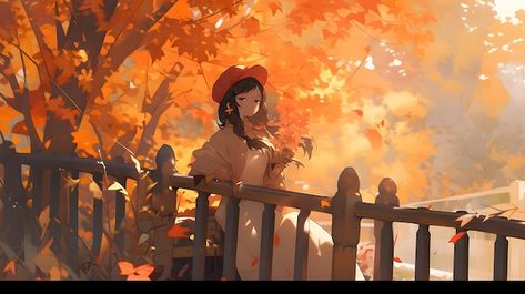 Photo autumn background design fall wall... | Premium Photo #Freepik #photo Brown Anime, Fall Anime, Autumn Background, Manga Style, Fall Wallpaper, Golden Brown, Anime Background, Premium Photo, Background Design