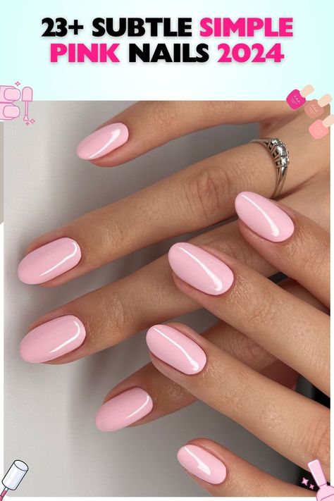 Soft pink oval nails, glossy gel, medium length. Perfect for any occasion, these simple pink nails are elegant and feminine, adding a graceful touch to your style. Suitable for versatile, polished looks. Pink Nails Ideas 2024, Short Round Pink Nails, Short Soft Pink Nails, Soft Pink Gel Nails, Oval Pink Nails, Simple Pink Nail Ideas, Simple Pink Nails, Umbre Nails, Pink Oval Nails