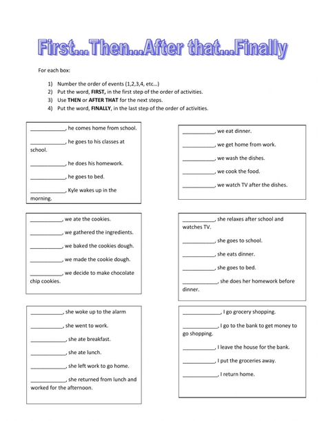 Sequencing online activity for INTERMEDIATE. You can do the exercises online or download the worksheet as pdf. Sequence Of Events Worksheets, Sequencing Words, Sequencing Events, Teaching Sentences, Adverbs Worksheet, Common App, Common App Essay, Sequencing Worksheets, Capstone Project