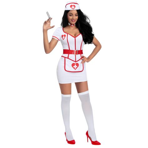 PRICES MAY VARY. Set Includes: This complete Women's Nurse Dress set includes 1 white nurse dress, 1 headband, 1 choker, 1 belt, and 1 syringe prop. Transform into a captivating and seductive cardiac arrest nurse with this thrilling costume set Premium Quality: Womens Halloween costumes made from 100% polyester and safety test approved, our costume set ensures comfort and durability. The white color design make this costume perfect for Halloween and costume parties Versatile Occasions: This card White Nurse Dress, Womens Halloween Costumes, Nurse Dress, Nurse Halloween Costume, Selfie Pose, Nurse Costume, Costume For Halloween, Costume Set, Women Nurse