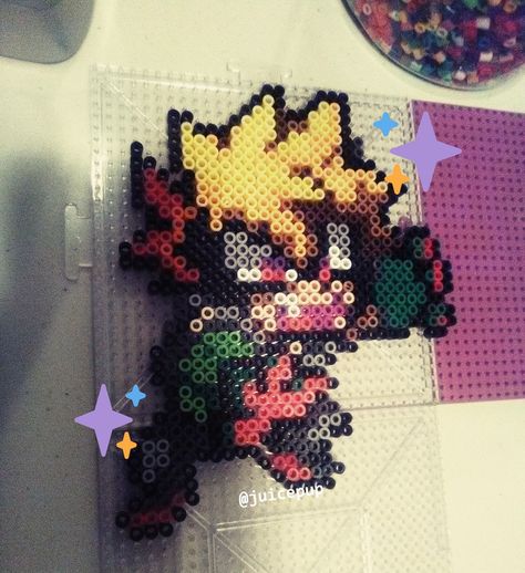 Bakugo Perler Beads, Bakugou Merch, Mha Perler Beads, Spiderman Perler Beads, Hama Art, Hamma Beads Ideas, Pixel Beads, Melty Bead Patterns, Easy Perler Beads Ideas