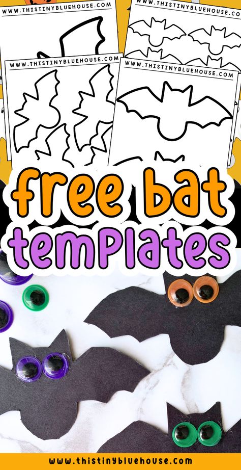 Our free bat template for Halloween is a great starting point for a variety of bat craft ideas and decor ideas for kids.   With 4 bat templates in different size this free Halloween bat outline is a great way to do a simple Halloween activity with kids of all ages.   So, head over to our website today to download our free bat outline. Downloading is quick and easy. Classroom Halloween Crafts 1st Grade, Handprint Bats For Kids, Hand Print Bats, Bat Pictures For Kids, Bat Projects For Preschoolers, Toddler Bat Activities, Bats For Preschool, Bats Arts And Crafts For Kids, Small Bat Template Free Printable