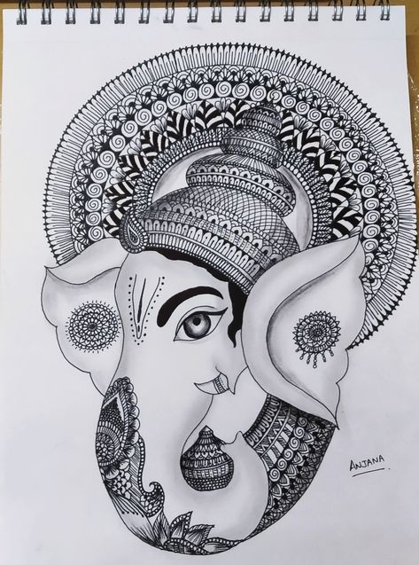 Ganesha Zentangle Art, Ganapati Mandala Art, Ganesha Drawing Mandala, Ganesha Art Drawing Paintings, Ganapati Sketch, Lord Ganesha Mandala Art, Ganesh Mandala Art, Ganesh Sketch, Ganesha Mandala Art