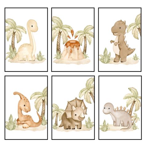 PRICES MAY VARY. Nursery Wall Art: This 8x12 inch unframed poster features a vibrant dinosaur design, perfect for decorating a toddler's room or nursery. High-Quality Print: Printed on premium paper stock, ensuring vivid colors and sharp details for long-lasting appeal. Versatile Display: Can be framed or mounted directly on the wall for a modern, minimalist look. Gender-Neutral Design: The dinosaur theme appeals to both boys and girls, making it a versatile choice for any child's space. Easy to Dino Bathroom Decor, Nursery Themes Dinosaur, Toddle Room, Baby Boy Nursery Green, Dinosaur Nursery Baby Boy, Gender Neutral Nursery Themes, Dinosaur Nursery Theme, Dino Wall Art, Sage Room