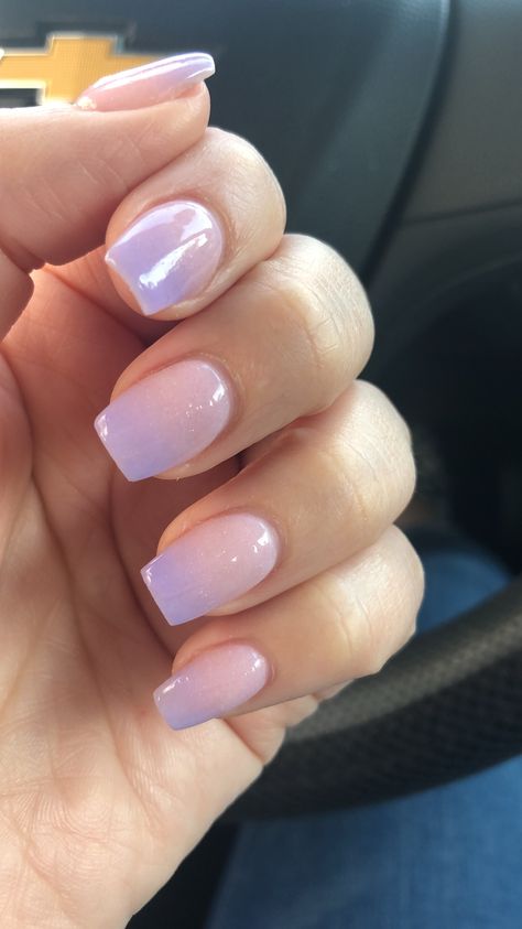 Neutral Color Ombre Nails, Spring Nails 2023 Dip Ombre, Dip Nail Ombre French, Nails For A Light Purple Dress, Short Nail Designs Dip Powder Ombre, Gel Mani Short Nails Lavender, Lavender Powder Nails, Purple Ombre Acrylic Nails Coffin, Lavendar Ombre Nails Short