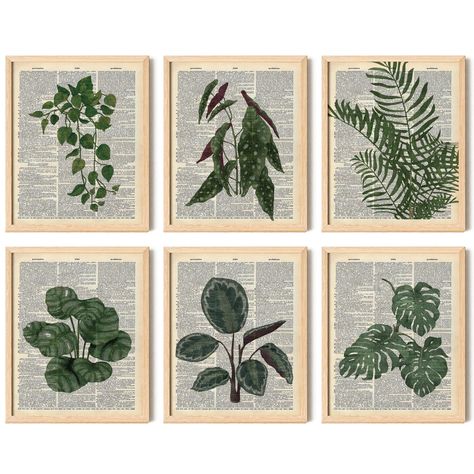 PRICES MAY VARY. Lush Botanical Plant Wall Decor Collection: Immerse your living space in the serene beauty of nature with our Plant Wall Decor Set. This unique collection marries the vibrant energy of green plant wall decor with the intellectual charm of dictionary wall art, creating a refreshing and enlightening ambiance in any room. Set Includes: Our carefully curated set features 6 pieces of 8x10 inch, including Green Plant Art, Botanical Wall Art, and exclusive Book Art. Each piece is a cel Boho Wall Posters, Plant Wall Art Painting, Framed Plant Wall Art, Book Pages Wall Decor, Dark Green Wall Decor, Pages Wall Decor, Goth Posters, Halloween Art Prints, Green Plant Wall