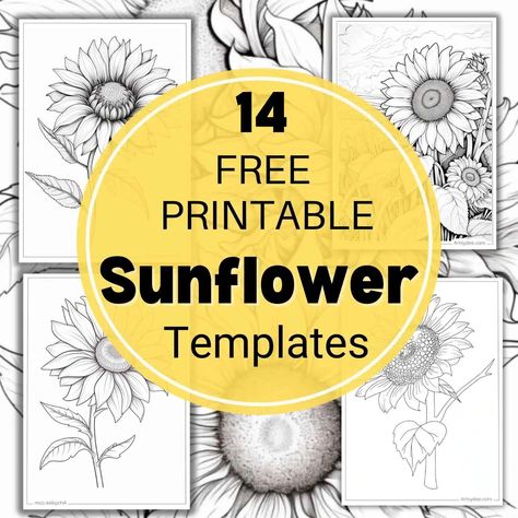 14 Free Sunflower Printables: Gorgeous Templates for your Next Artwork! - Artsydee - Drawing, Painting, Craft & Creativity Printable Sunflower, Stencils Printables Templates, Sunflower Template, Sunflower Mosaic, Sunflower Stencil, Sunflower Watercolor Painting, Origami Paper Flowers, Sunflower Coloring Pages, Sunflower Printable