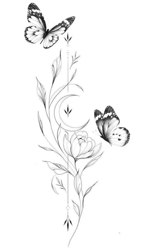 Hibiscus Butterfly Tattoo, Butterfly Landing Tattoo, Butterfly Tattoos Images, Butterfly With Flowers Tattoo, Hip Thigh Tattoos, Flower Tattoo Drawings, Butterfly Tattoos For Women, Small Pretty Tattoos, Petite Tattoos