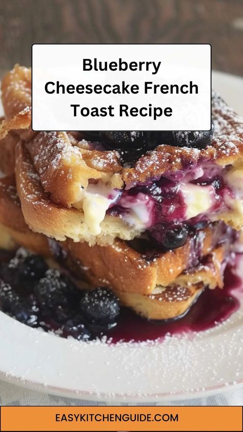 Blueberry Cheesecake French Toast Recipe Blueberry Cheesecake Stuffed French Toast, Blueberry Cheesecake French Toast, Blueberry Stuffed French Toast, Luxurious Breakfast, Luxury Breakfast, Blueberry French Toast Bake, Cheesecake French Toast, French Toast Batter, Stuffed French Toast Cream Cheese