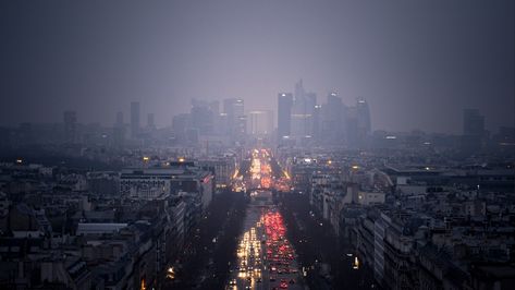 1366x768 Wallpaper city, skyscrapers, clouds, rain, road, cars, lights La Defense Paris, City Wallpapers, 1366x768 Wallpaper, 1366x768 Wallpaper Hd, City Rain, Wallpaper City, 2k Wallpaper, Rainy City, Rain Wallpapers