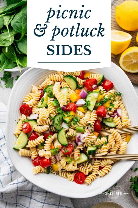 Whether you're hosting a Memorial Day cookout, a Father's Day gathering, a 4th of July picnic, or a summer potluck, the potato salad, pasta salad, coleslaw, and baked beans are always crowd-pleasers. This collection of easy side dish recipes will complete your summer table! Father’s Day Side Dish, Fourth Of July Side Dishes For A Crowd, Picnic Sides Easy, 4th Of July Side Dishes For A Crowd, Cookout Side Dishes For A Crowd, Fathers Day Cookout, Easy Potluck Dishes Crowd Pleasers, 4th Of July Food Sides, Fourth Of July Side Dishes