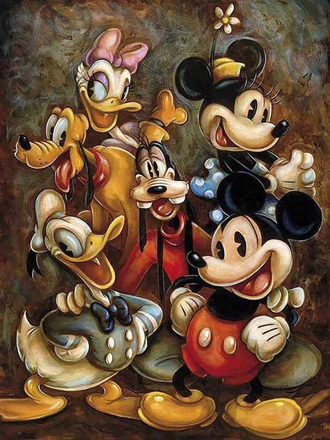 Disney Characters Poster, Vintage Disney Art, Future Wall, Deco Disney, Mouse Images, Disney Character Art, Walt Disney Characters, Disney Pics, Mickey Mouse Art