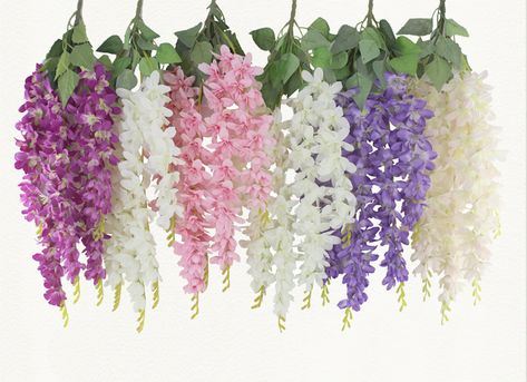 Garden Plants Ideas, Hanging Plant Ideas, Lantern Flowers, Hanging Wisteria, Flower Room Decor, Hanging Wedding Decorations, Wisteria Flower, Plants Ideas, Flower Artificial