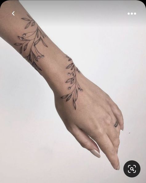 Small Tattoo For Women, Red Flower Tattoos, Wrap Around Wrist Tattoos, Wrap Around Tattoo, Cuff Tattoo, Wrap Tattoo, Branch Tattoo, Flower Wrist Tattoos, Farmhouse Wall Clock