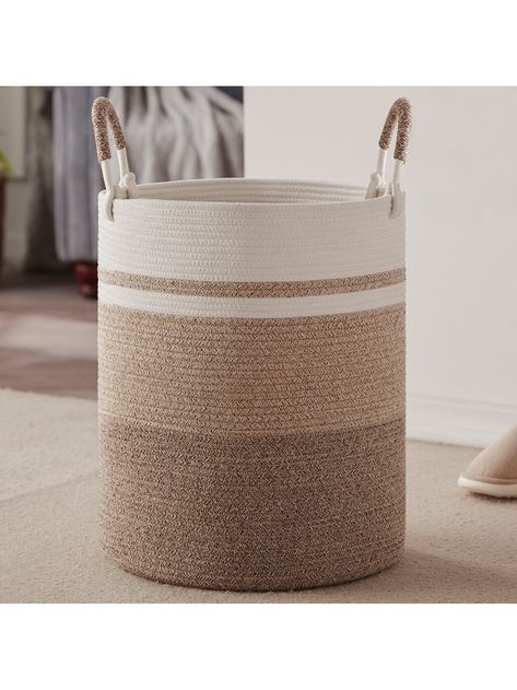 OIAHOMY Cotton Laundry Basket Woven Rope Laundry Hamper Large Storage Laundry BasketI discovered amazing products on SHEIN.com, come check them out! Toys In Living Room, Rope Laundry Basket, Basket For Clothes, Woven Hamper, Woven Laundry Basket, Decorative Storage Baskets, Basket With Handles, Blanket Basket, Laundry Baskets